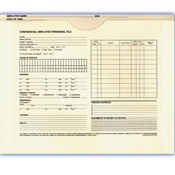 13 Employee Record Folders - ADA Compliant, Preprinted for HR & Payroll Use - Picture 2 of 10